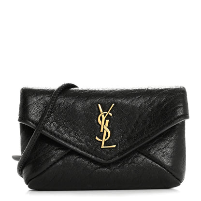Saint Laurent Grained Lambskin Monogram Cassandre Envelope Charm Pouch Black 1 of 11