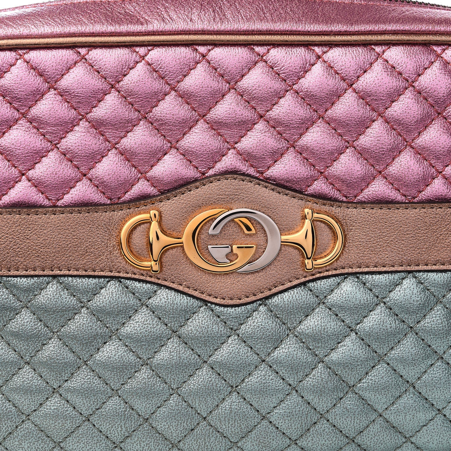 Gucci Laminated Nappa Trapuntata Small Zumi Shoulder Bag Rosa Lago Rame 8 of 8