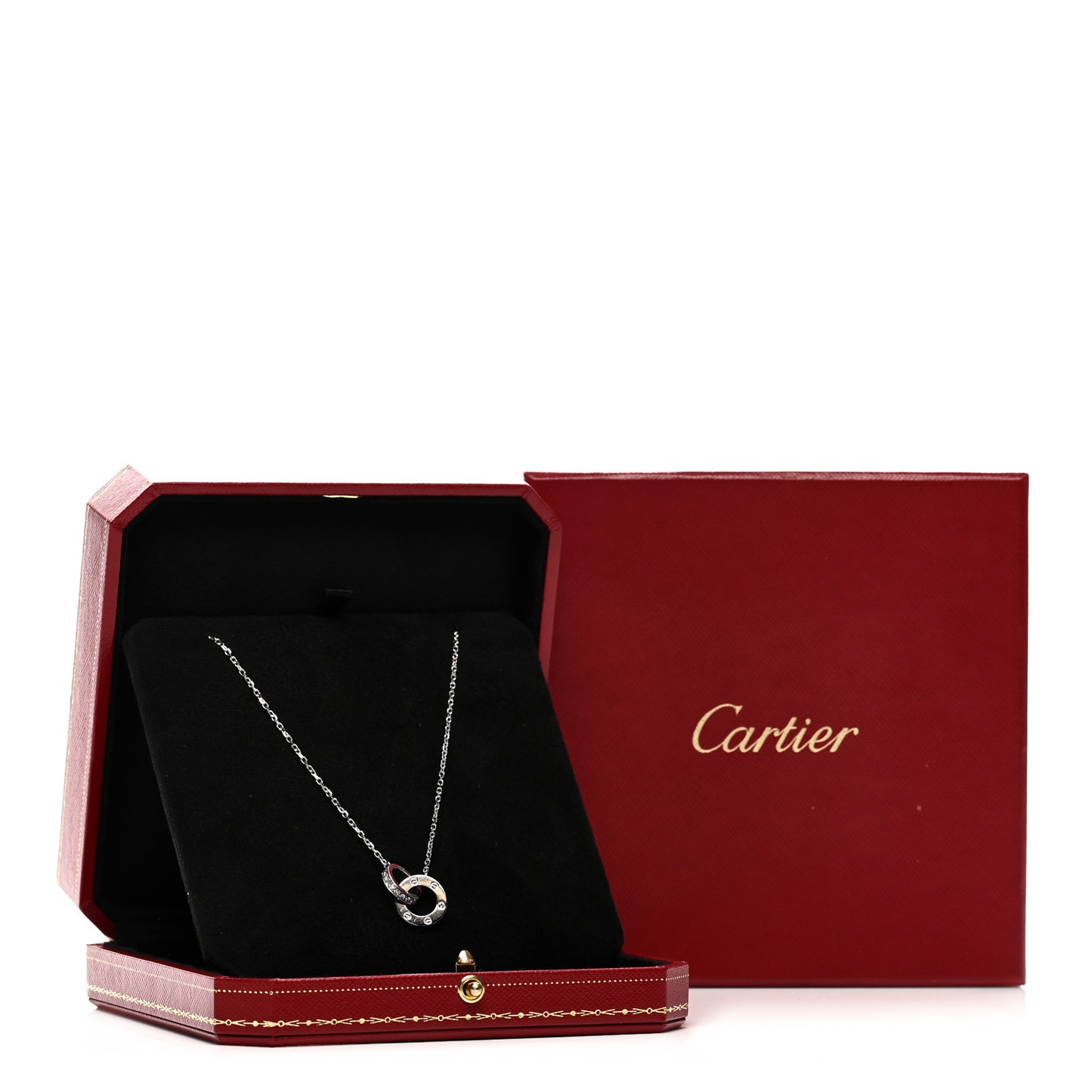 18K White Gold Diamond Interlocking LOVE Paved Necklace