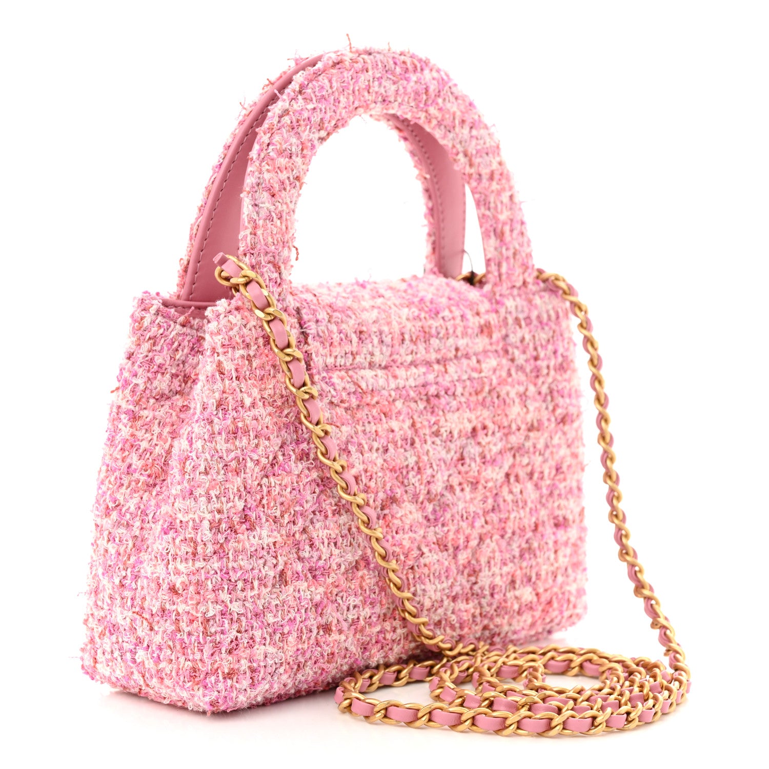 Chanel Tweed Quilted Nano Kelly Shopper Pink 3 of 11