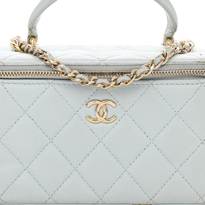 Chanel Lambskin Quilted Small Top Handle Vanity Case With Chain Light Blue 8 of 12
