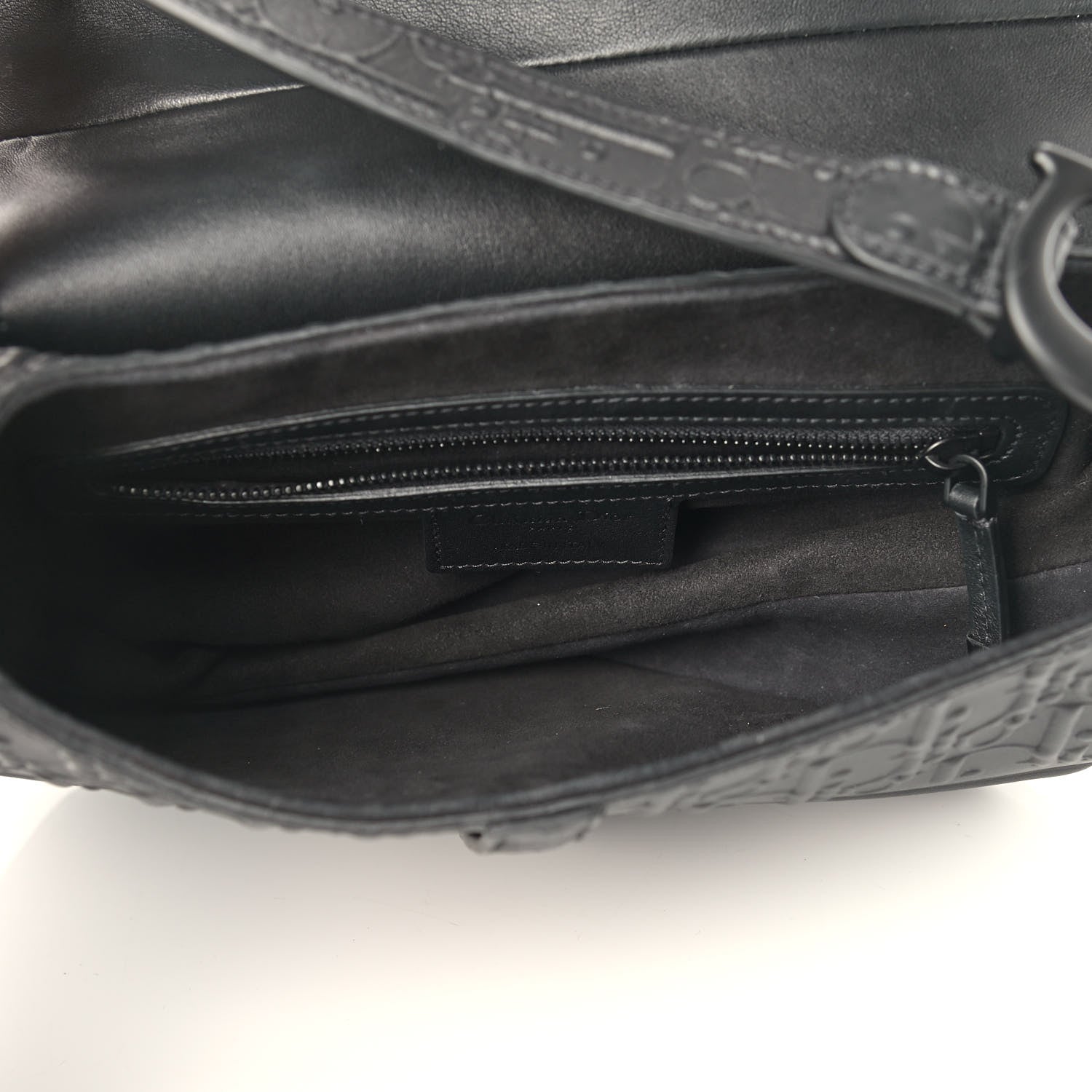Christian Dior Calfskin Embossed Oblique Saddle Bag Black 5 of 12