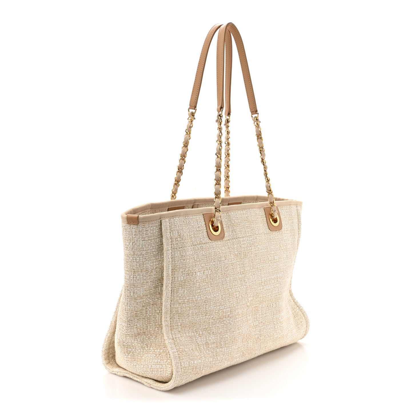 Lurex Boucle Small Deauville Tote Ivory