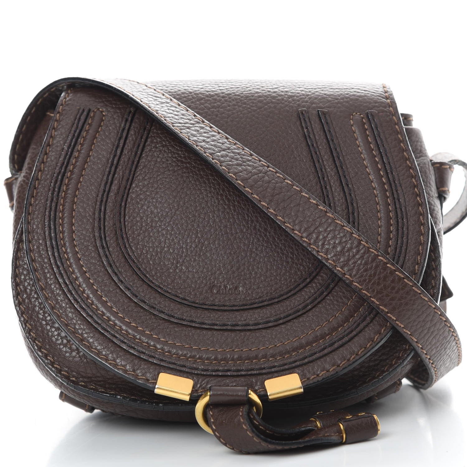 Chloe Calfskin Mini Marcie Round Crossbody Bag Truffle 9 of 17