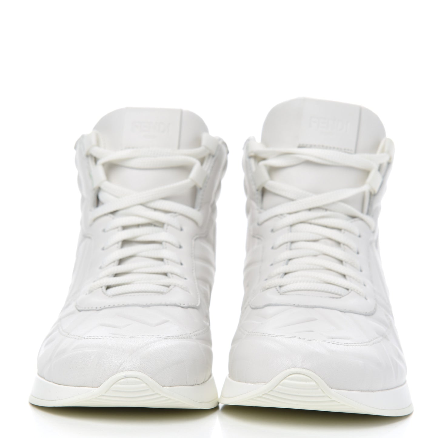 Nappa Macro FF Embossed Womens High Top Sneakers 37.5 White Ice