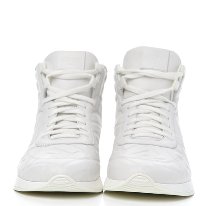 Fendi Nappa Macro FF Embossed Womens High Top Sneakers 37.5 White Ice 2 of 9