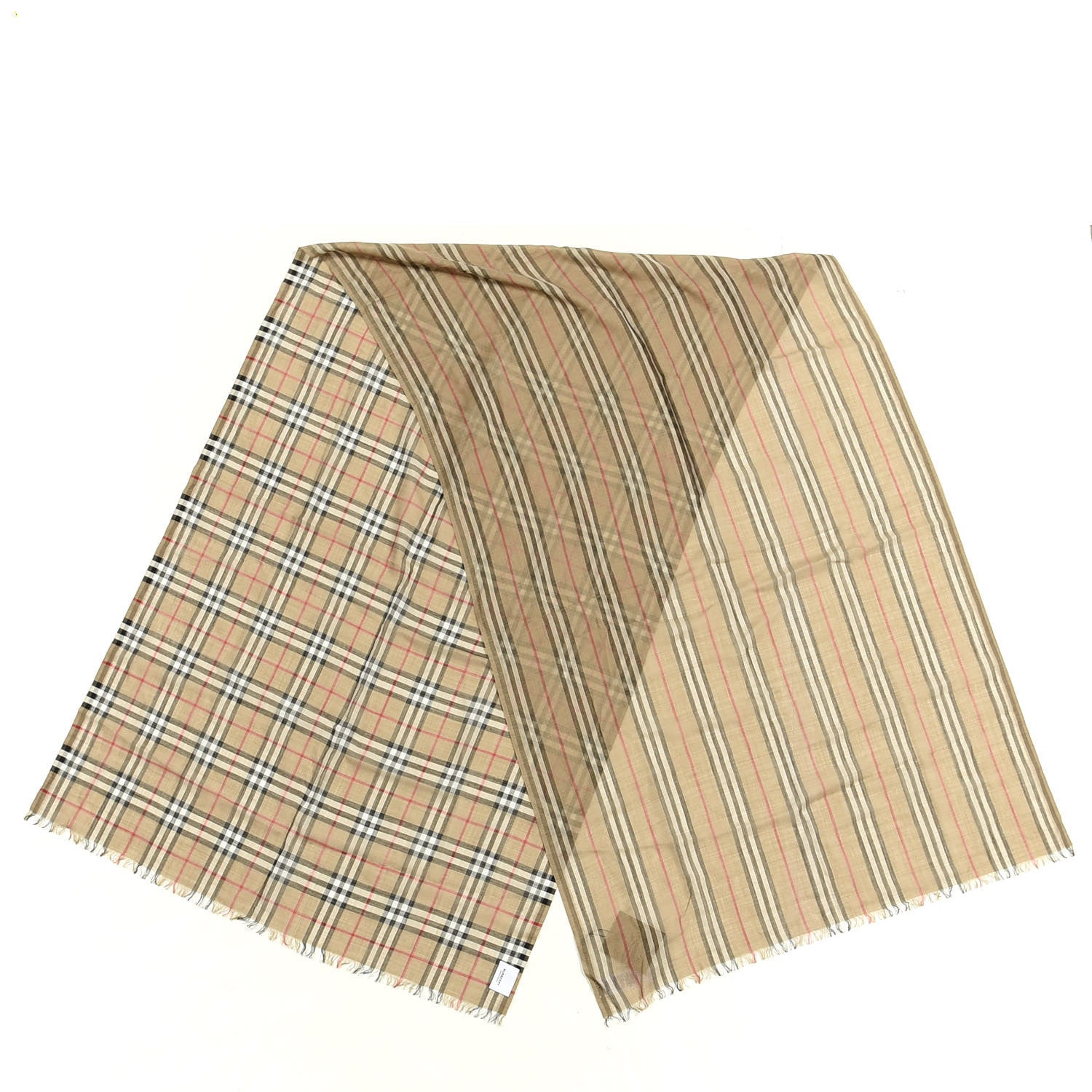 Burberry Wool Silk Gauze Vintage Check Scarf Antique Yellow 2 of 4