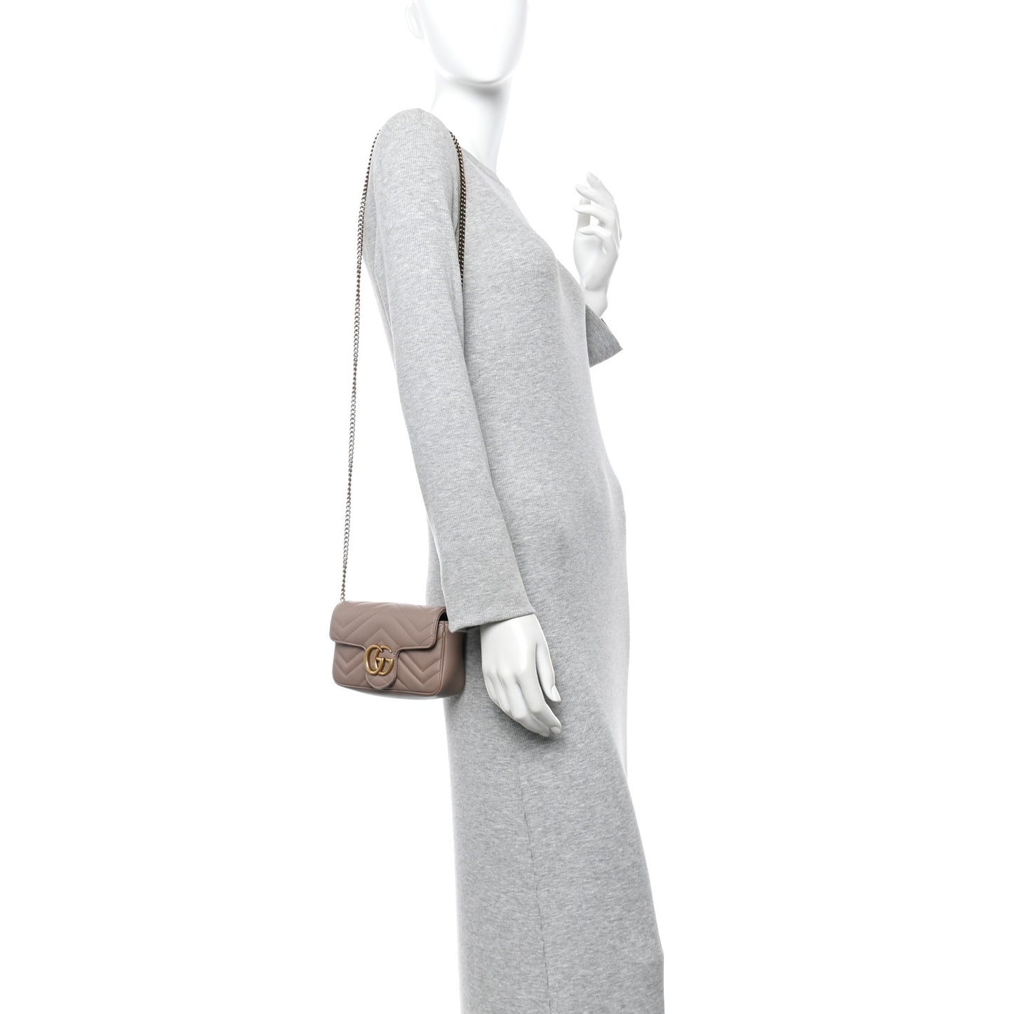 Calfskin Matelasse Super Mini GG Marmont Shoulder Bag Porcelain Rose