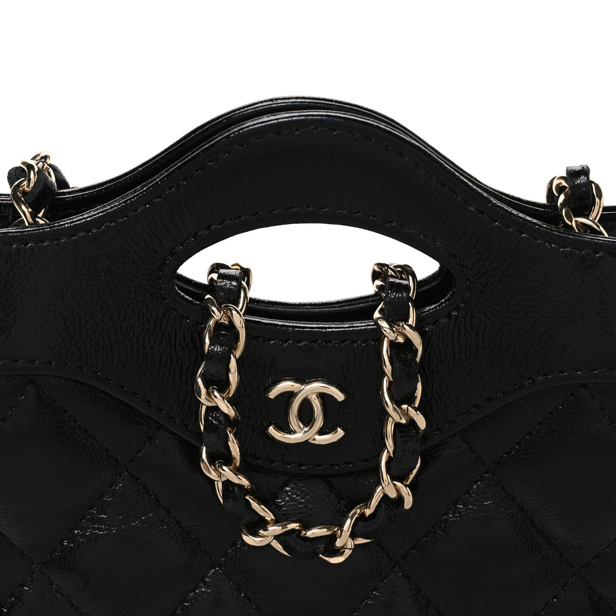 Chanel Shiny Lambskin Quilted Micro 31 Clutch With Chain Black 8 of 10