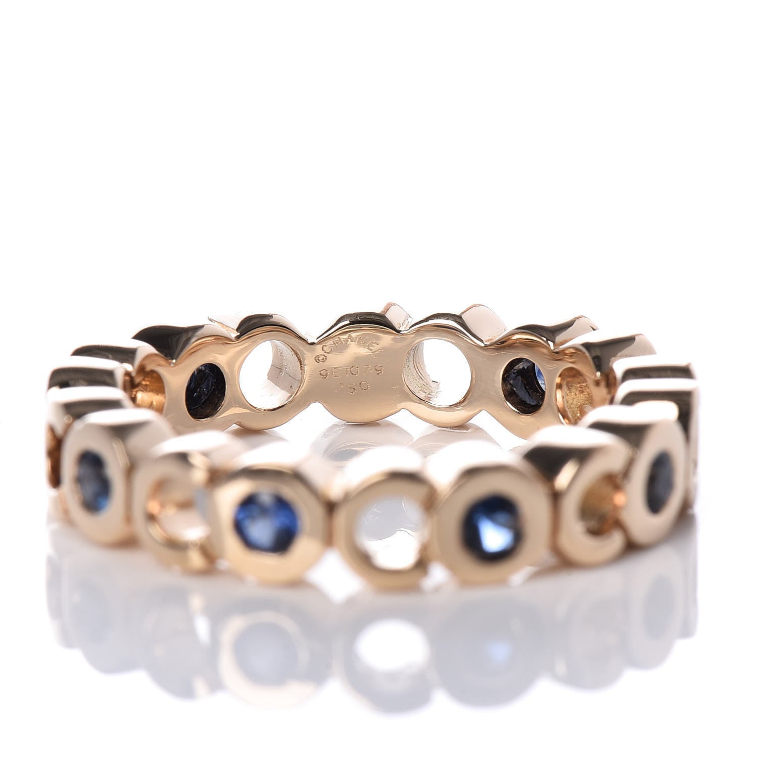Chanel 18K Yellow Gold Blue Sapphire Coco Band Ring 52 6 4 of 4
