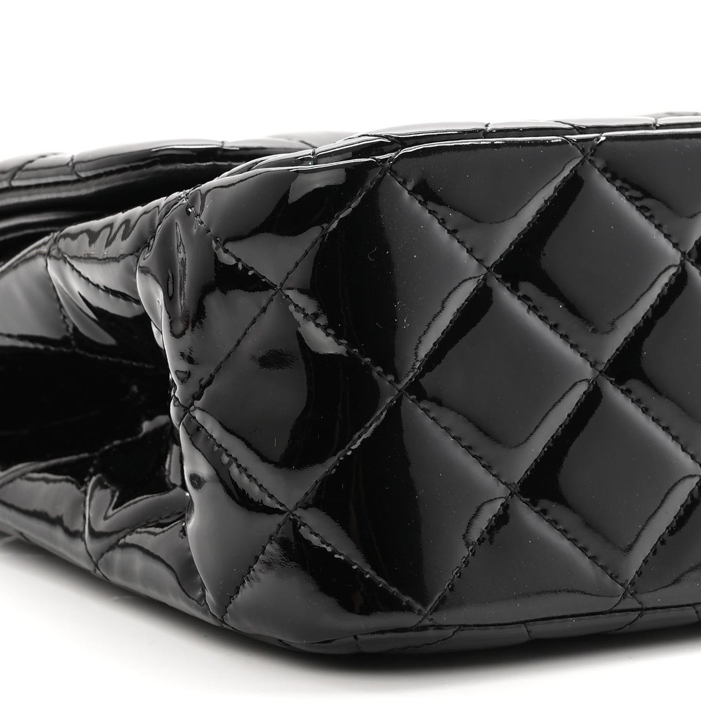 Patent Quilted Jumbo Double Flap Black