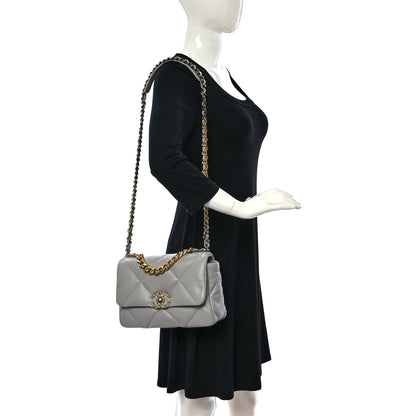 Chanel Lambskin Quilted Medium Chanel 19 Flap Grey 2 of 12