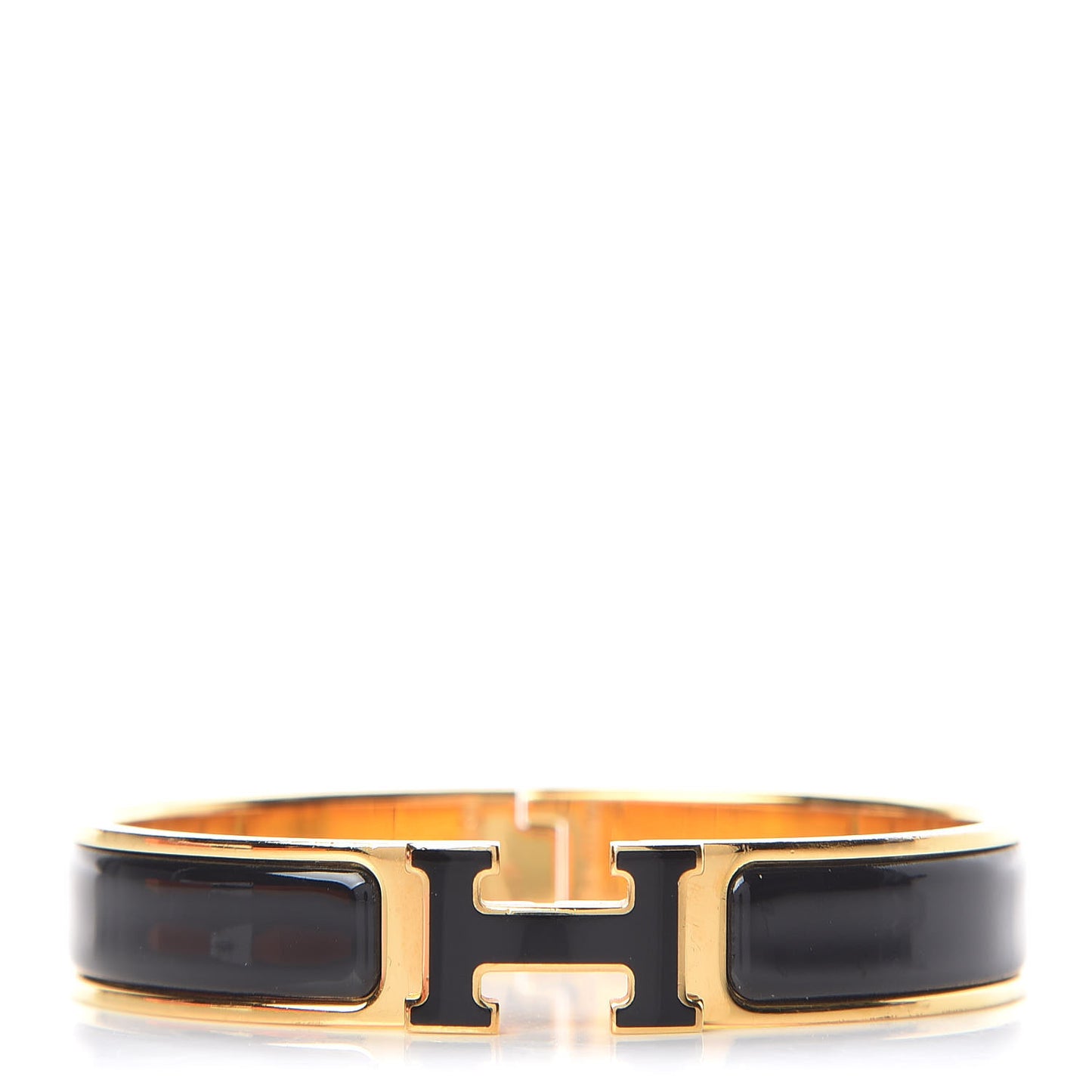 Enamel Narrow Clic Clac H Bracelet GM Black