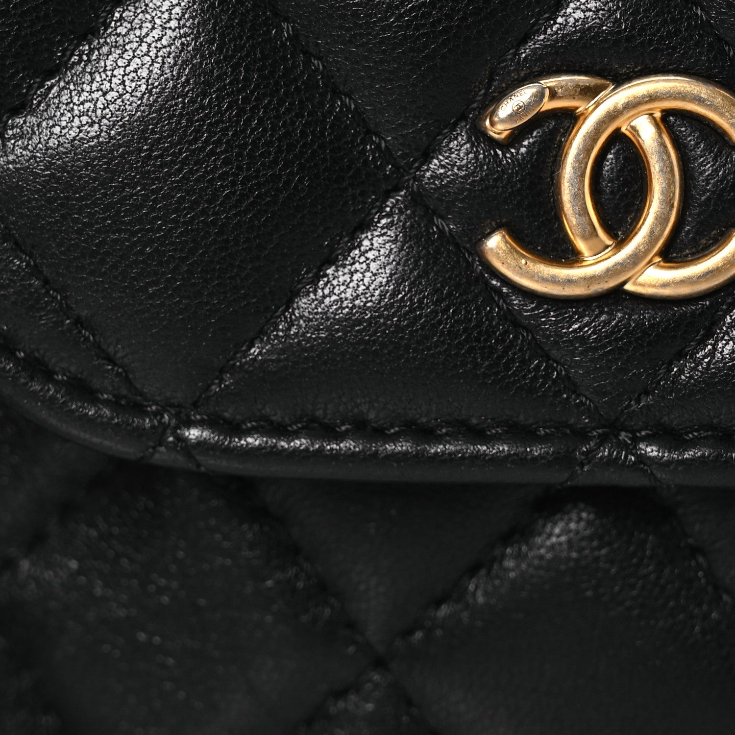 Chanel Lambskin Quilted Pearl Crush Waist Bag Black 9 of 14