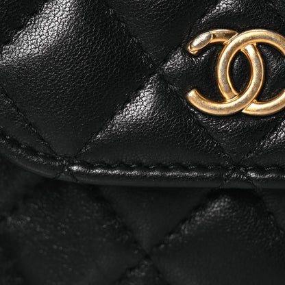 Chanel Lambskin Quilted Pearl Crush Waist Bag Black 9 of 14