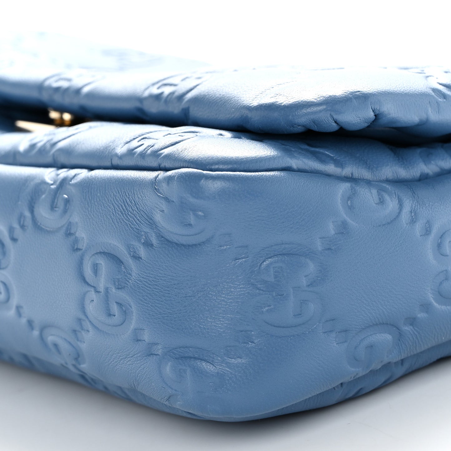 Lambskin Embossed Mini GG Milano Top Handle Shoulder Bag Blue