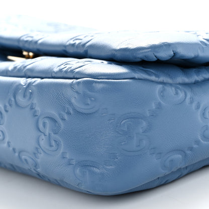 Gucci Lambskin Embossed Mini GG Milano Top Handle Shoulder Bag Blue 10 of 11