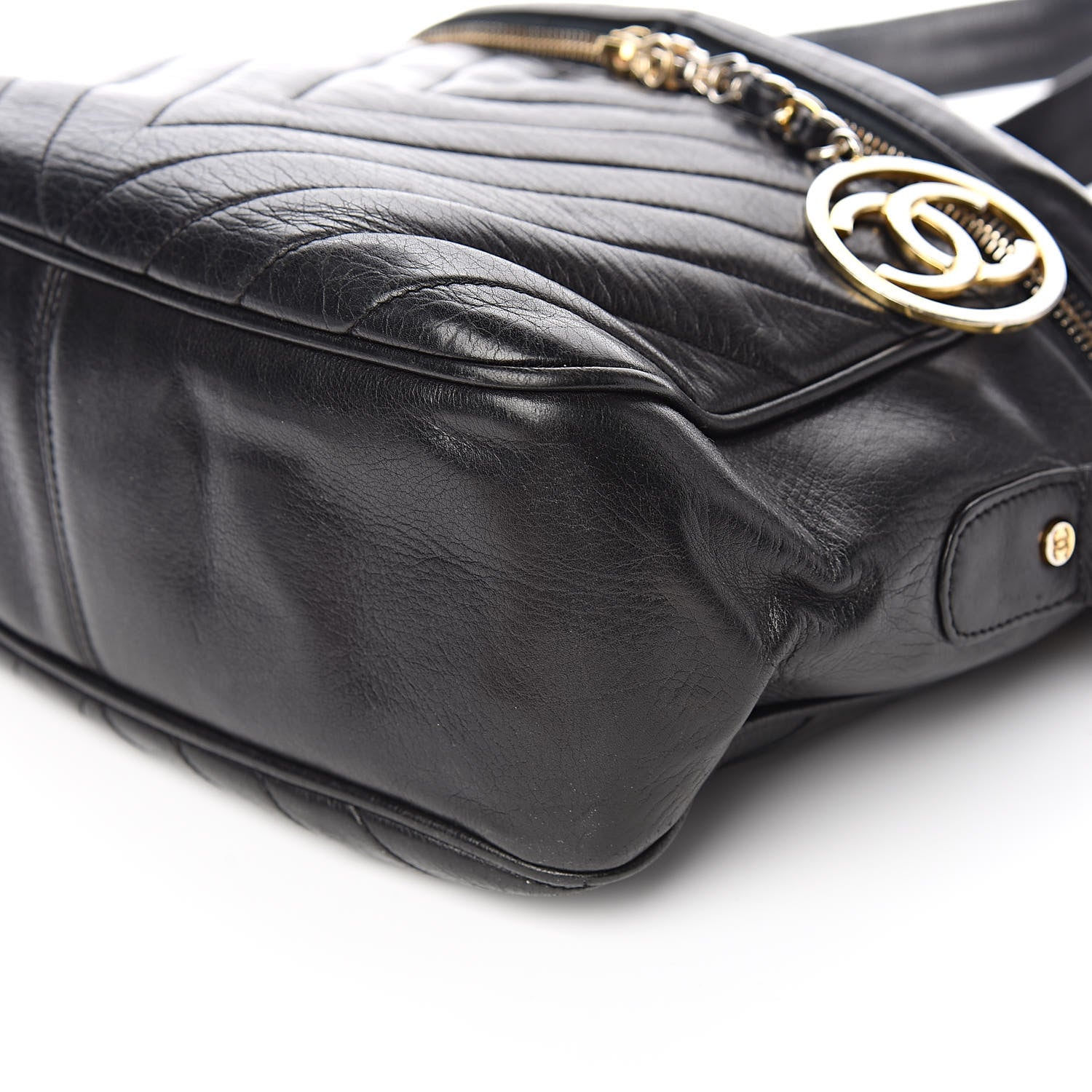 Chanel Lambskin Chevron Quilted Shoulder Bag Black 11 of 12