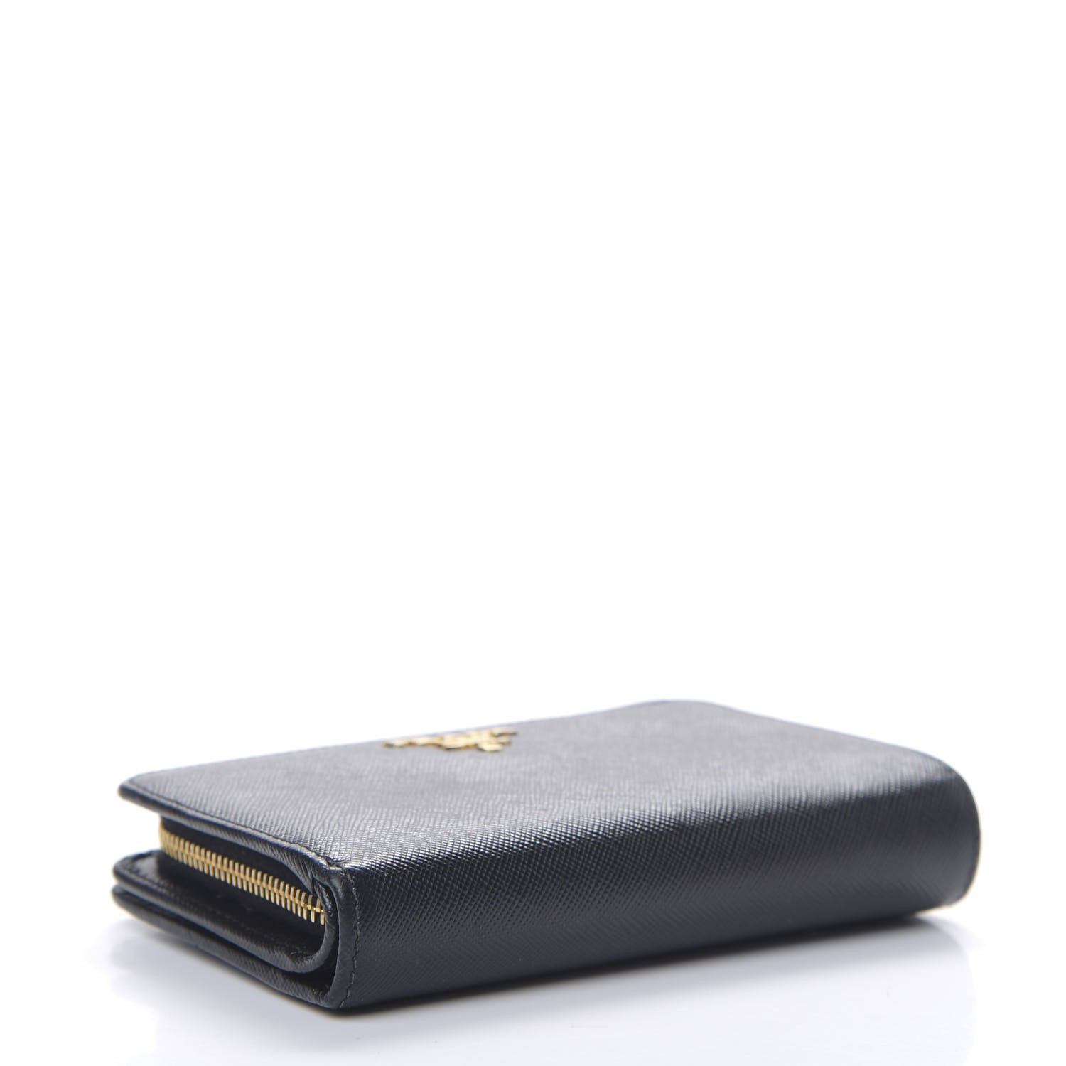Prada Saffiano Metal Compact Wallet Black 3 of 9