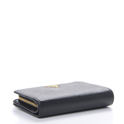 Prada Saffiano Metal Compact Wallet Black 3 of 9