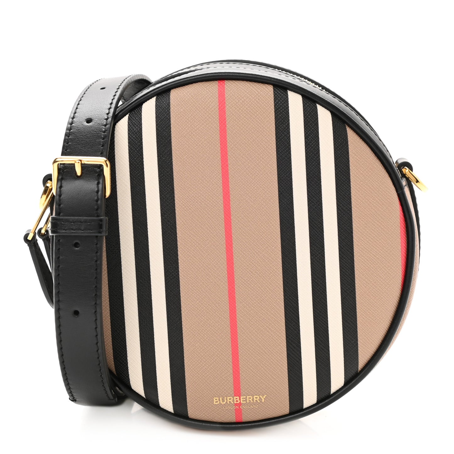 E-Canvas Calfskin Icon Stripe Louise Bag Archive Beige