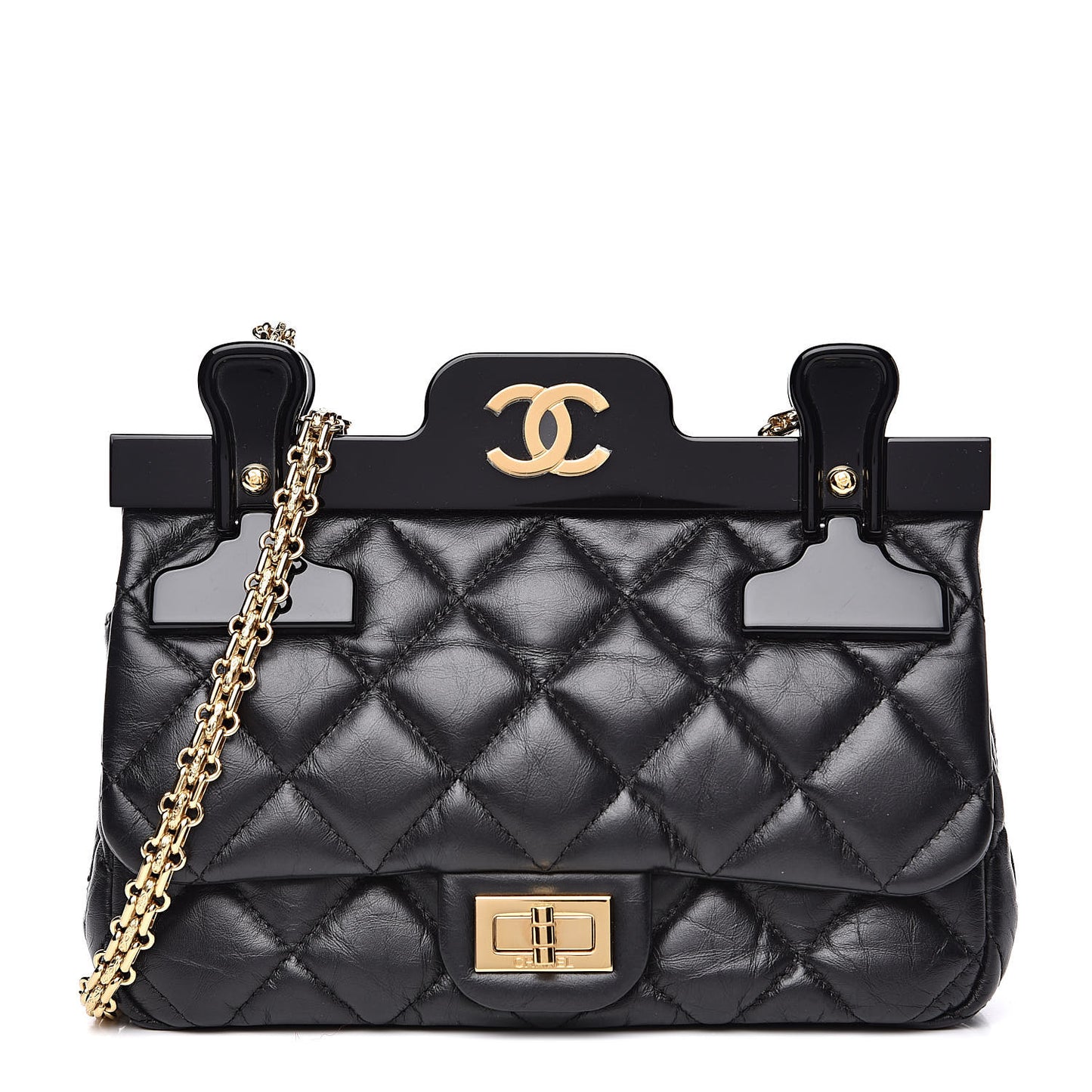 Aged Calfskin Quilted 2.55 Reissue Mini Hanger Flap Black