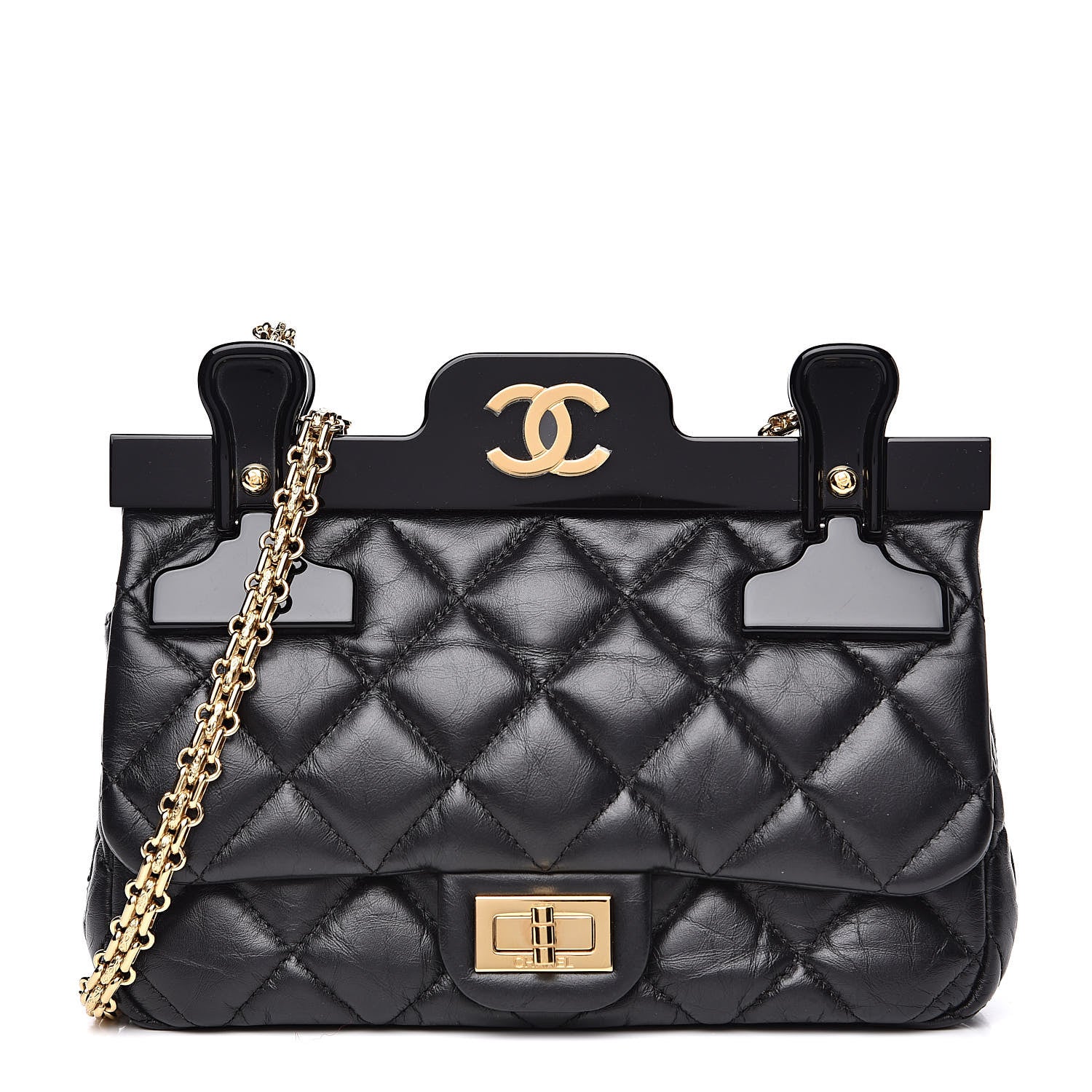 Chanel Aged Calfskin Quilted 2.55 Reissue Mini Hanger Flap Black 1 of 13