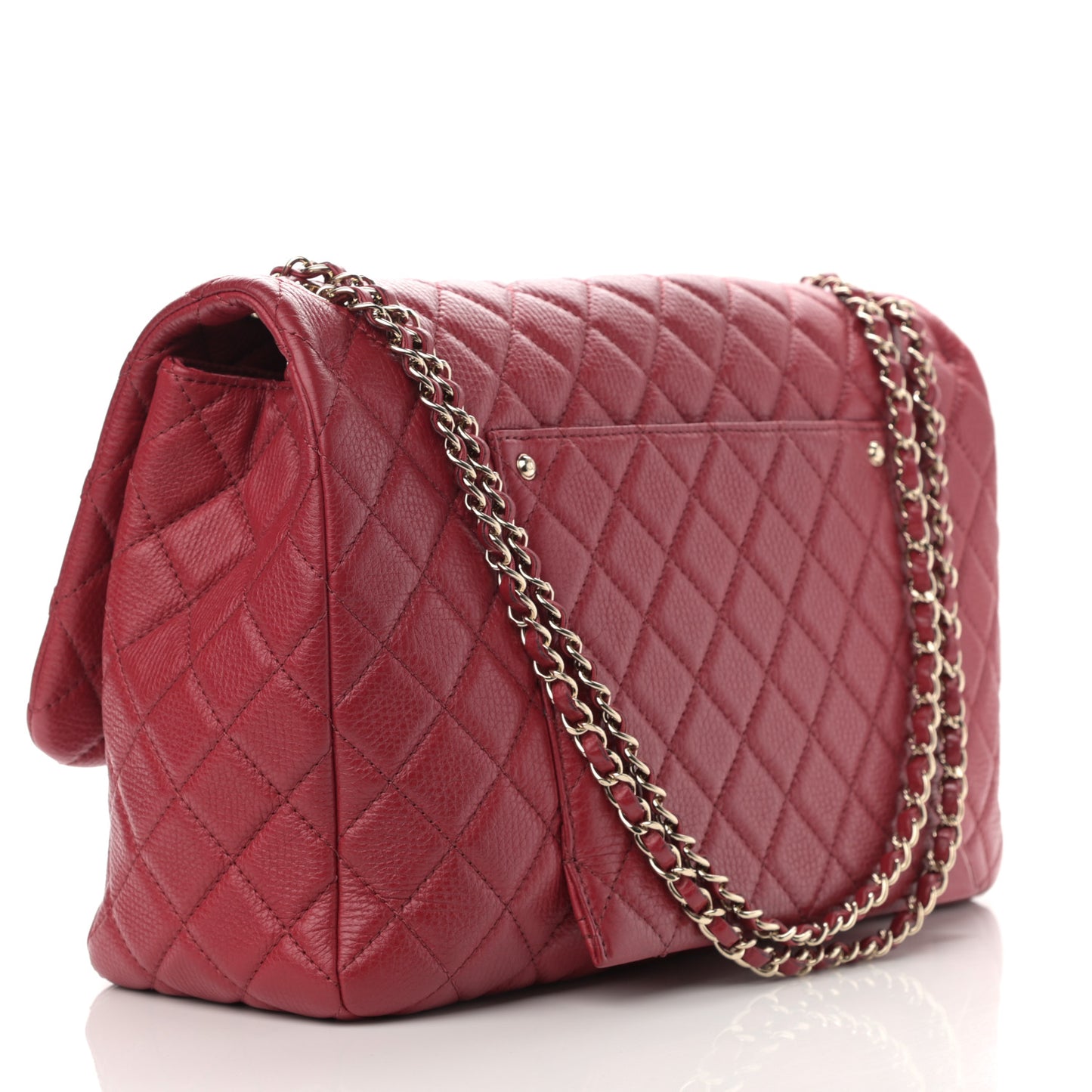 Calfskin Quilted Small XXL Travel Flap Bag Red