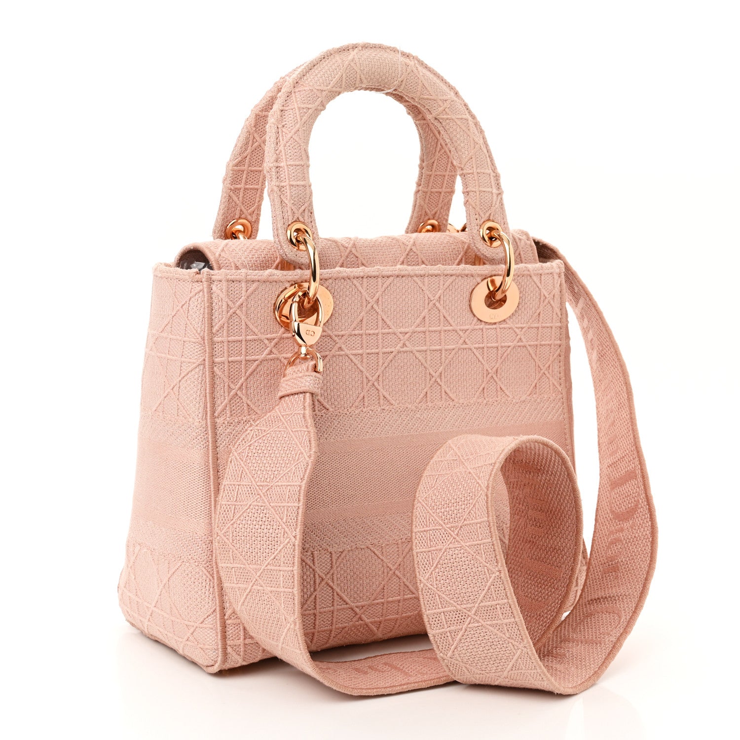 Christian Dior Canvas Embroidered Cannage Medium Lady D-Lite Pink 2 of 8