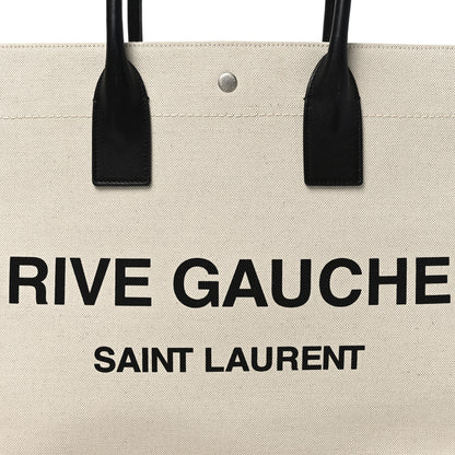 Saint Laurent Linen Calfskin Rive Gauche Tote Optic White 8 of 10