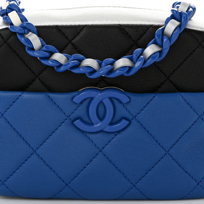Chanel Shiny Lambskin Monochrome Chain Mini Camera Case Bag Blue Black Silver 8 of 10