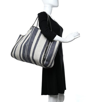 Stella McCartney Canvas Striped Falabella Reversible Tote Navy 2 of 15