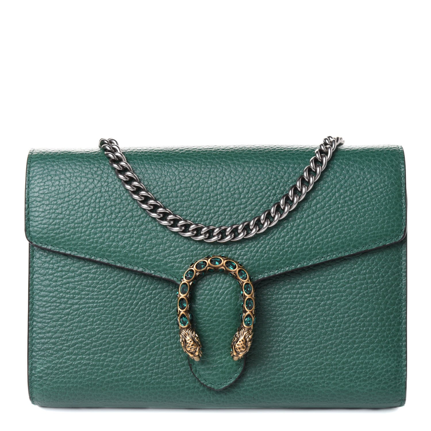 Gucci Calfskin Mini Dionysus Chain Wallet Emerald 1 of 6