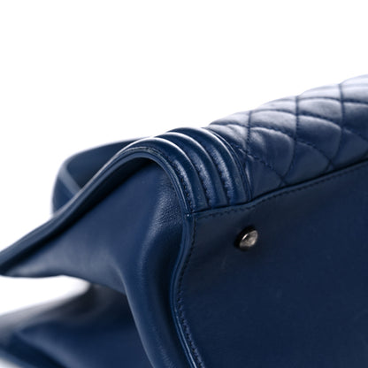 Chanel Calfskin Quilted Boy Shopping Tote Navy Blue 8 of 17