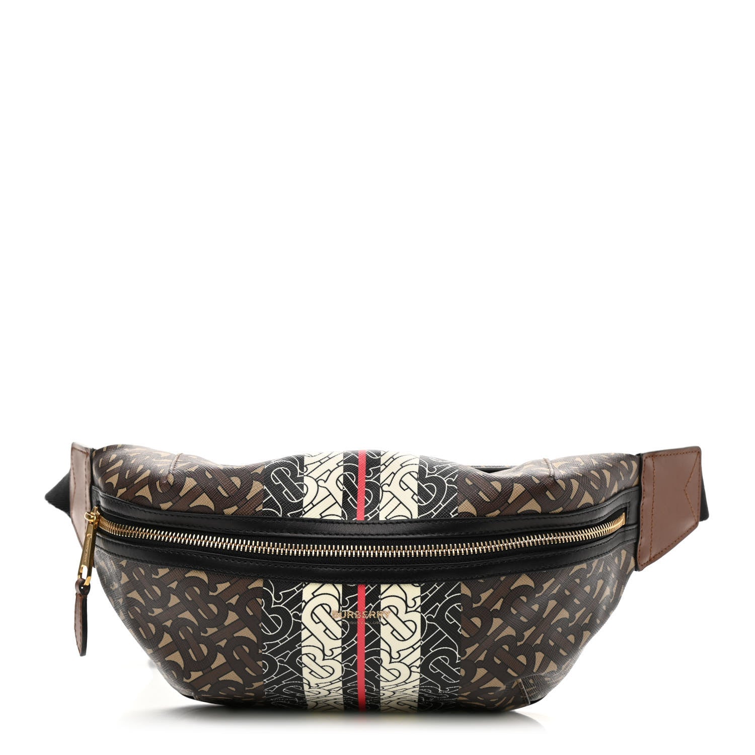 Burberry E-Canvas Monogram Stripe Medium Sonny Bum Bag Bridle Brown 1 of 8