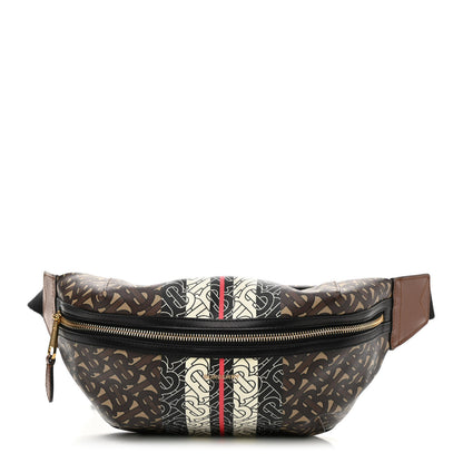 Burberry E-Canvas Monogram Stripe Medium Sonny Bum Bag Bridle Brown 1 of 8