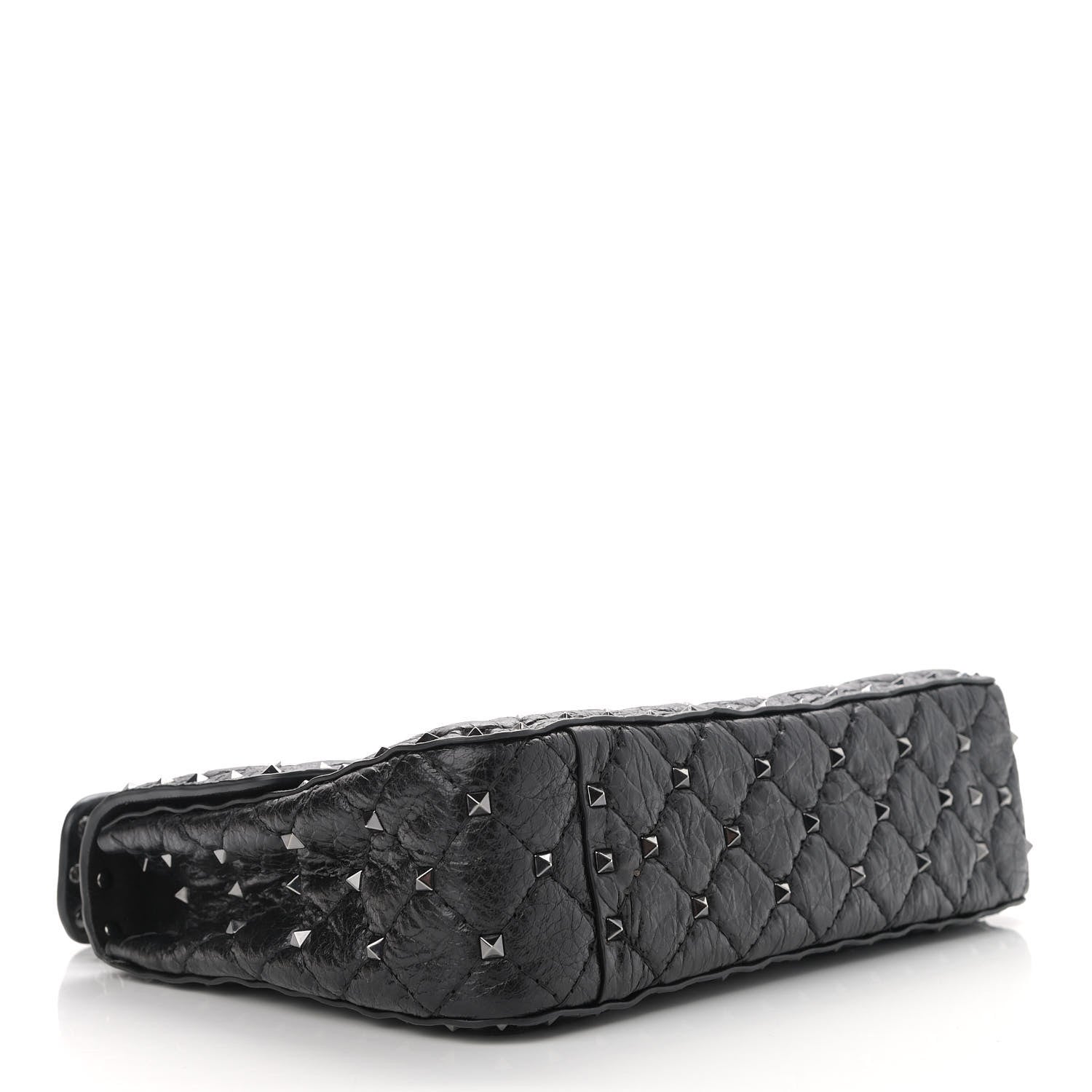 Valentino Garavani Craquele Nappa Medium Rockstud Spike Shoulder Bag Black 4 of 9