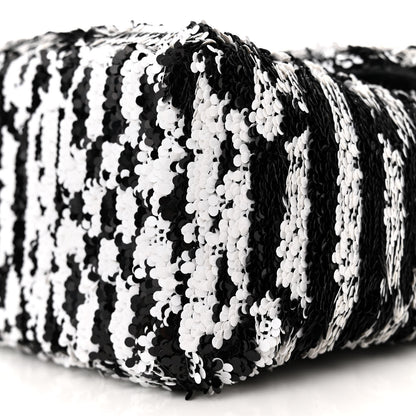 Chanel Sequin Embroidered Medium Flap Black White 11 of 12