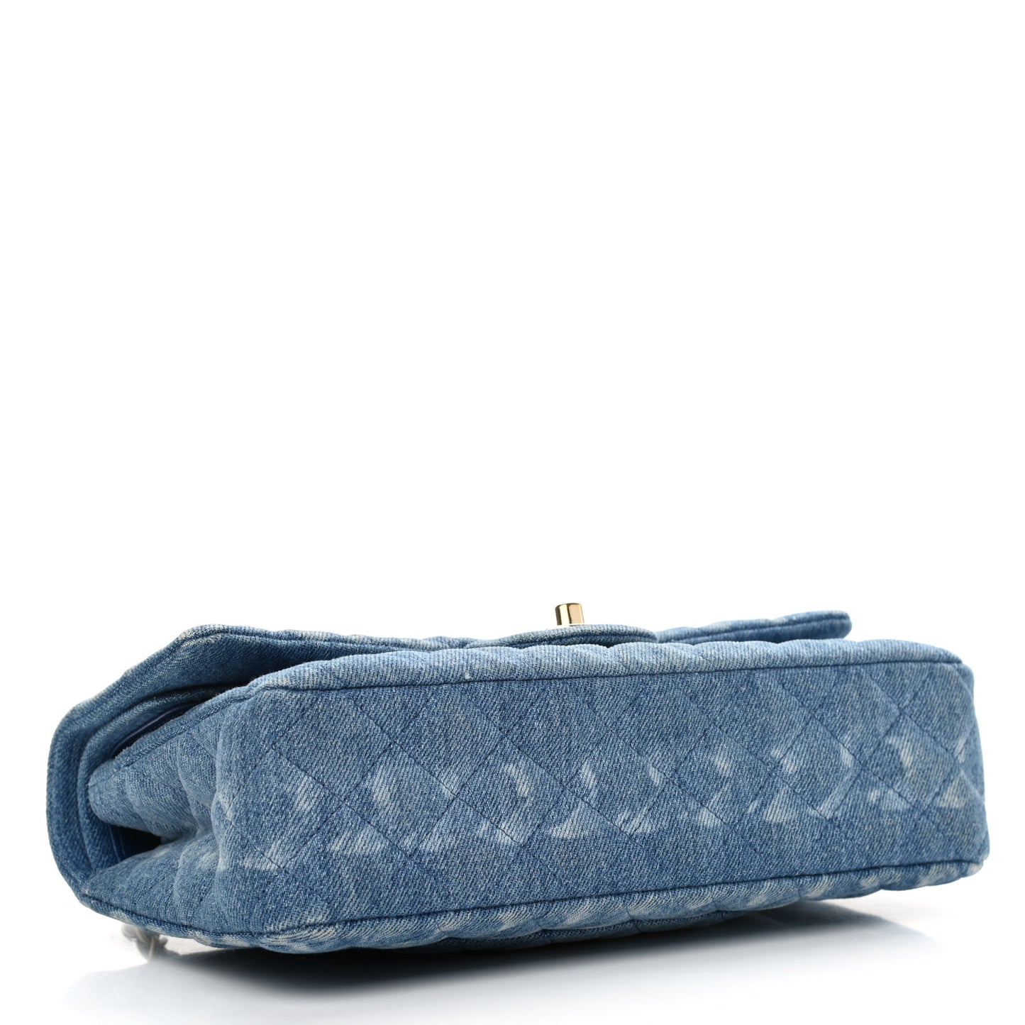 Denim Quilted Medium Double Flap Blue