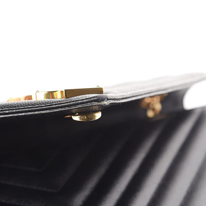 Saint Laurent Grain De Poudre Matelasse Chevron Large Monogram Satchel Black 9 of 11