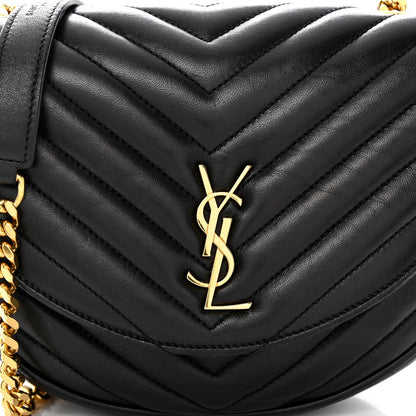 Saint Laurent Lambskin Matelasse Chevron Monogram Bubble Chain Crossbody Black 7 of 11
