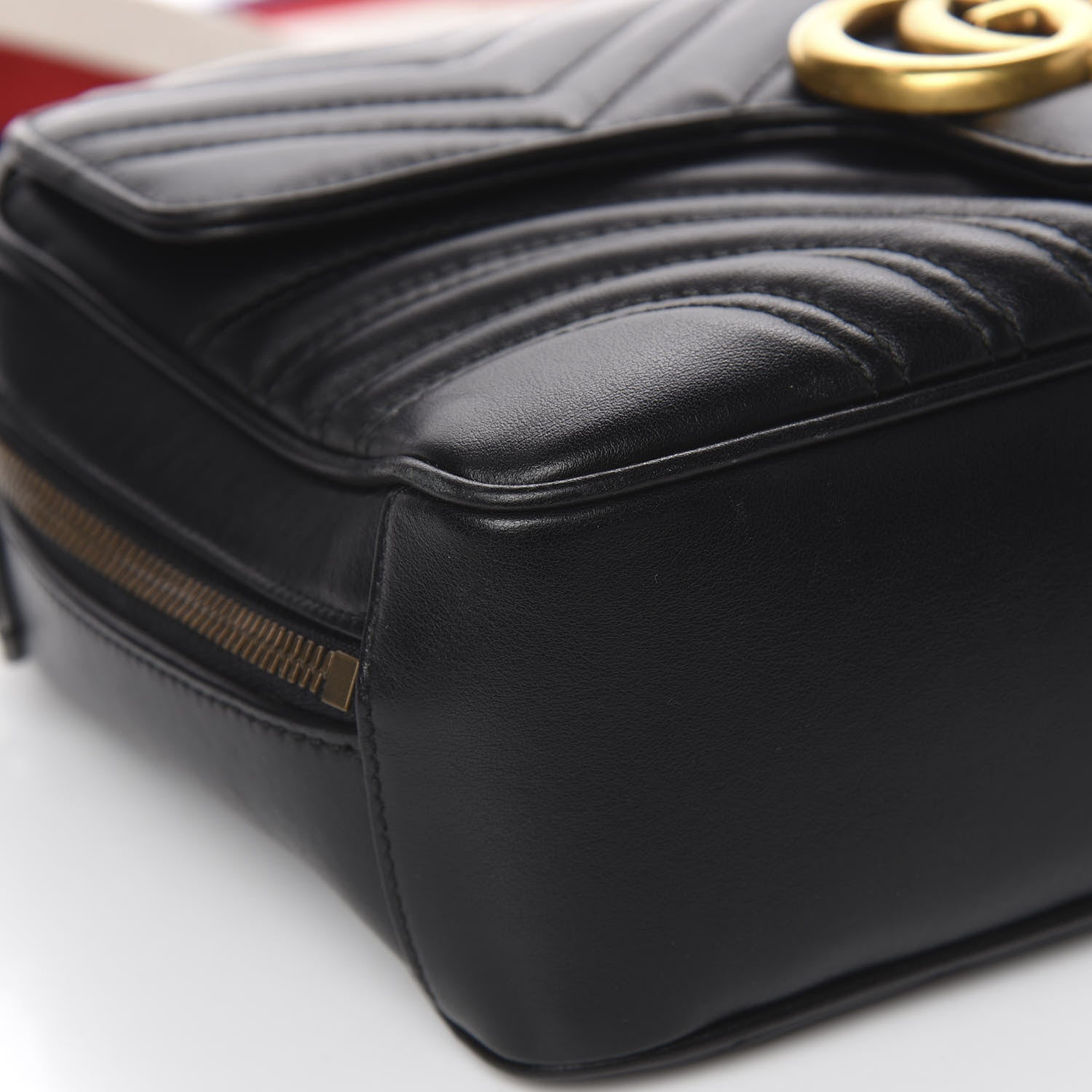 Gucci Calfskin Matelasse Sylvie Web Small GG Marmont Top Handle Shoulder Bag Black 17 of 22
