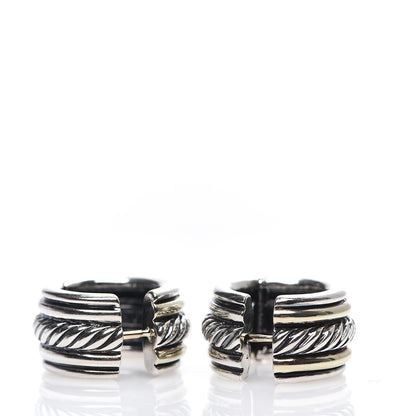 David Yurman Sterling Silver 14K Yellow Gold 10mm Cable Classics Hoop Earrings 3 of 4