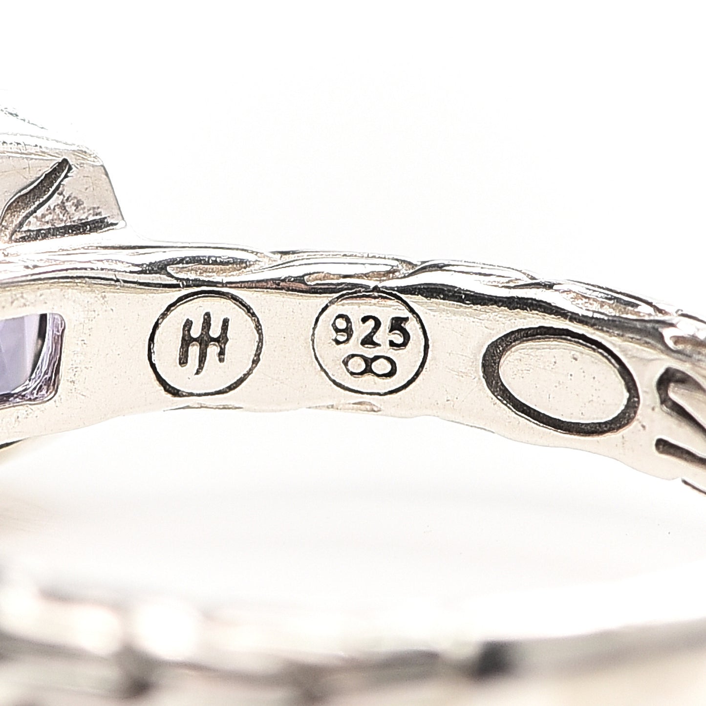 Sterling Silver Amethyst Station Classic Chain Ring 49 4.75