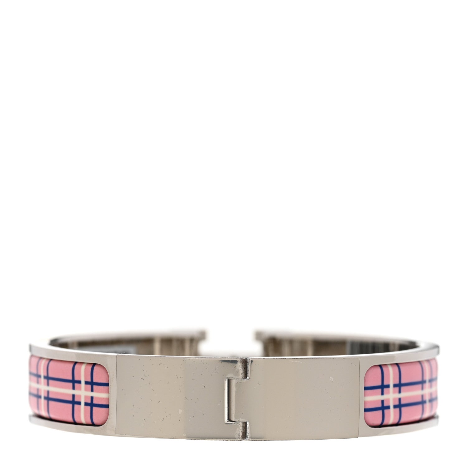 Hermes Enamel Printed Tartan Narrow Clic Clac H Bracelet PM Pink Delirium 3 of 4