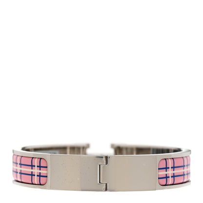 Hermes Enamel Printed Tartan Narrow Clic Clac H Bracelet PM Pink Delirium 3 of 4