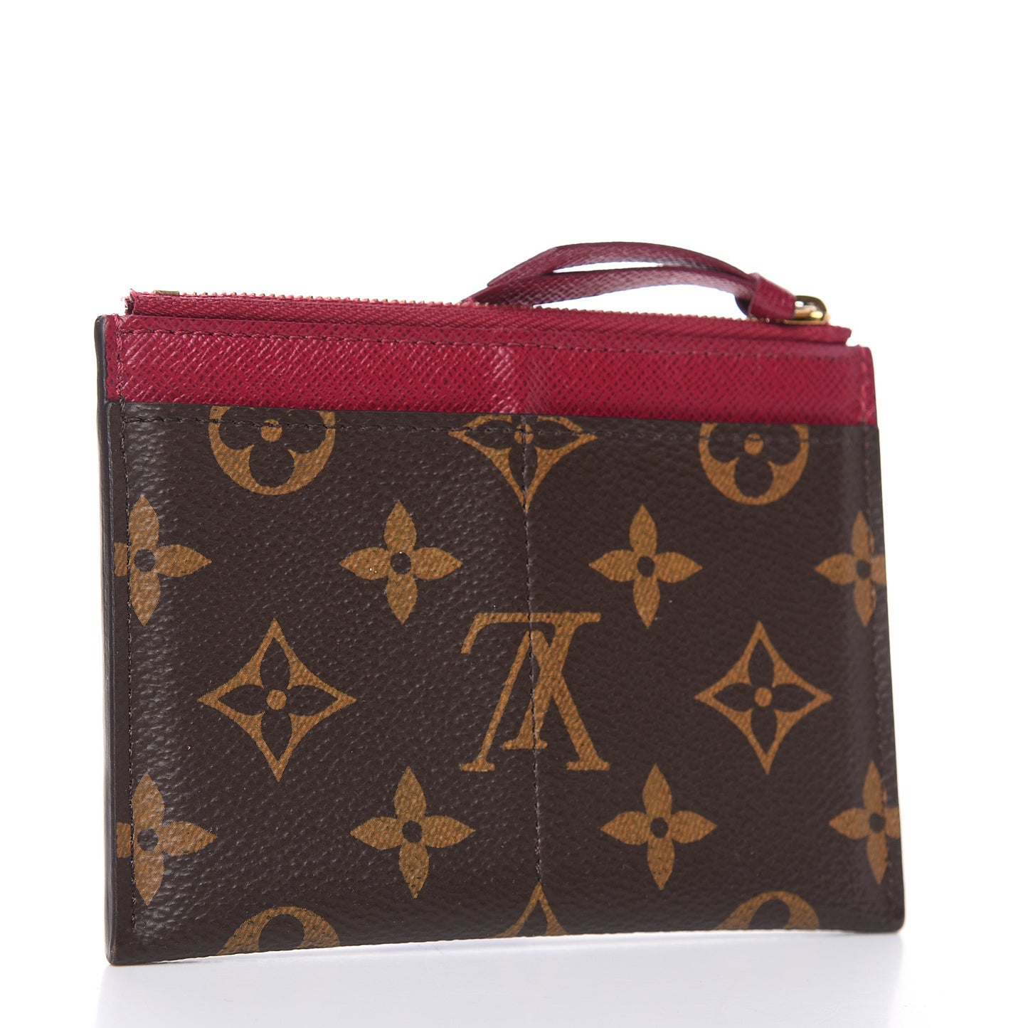 Monogram Zipped Card Holder Fuchsia