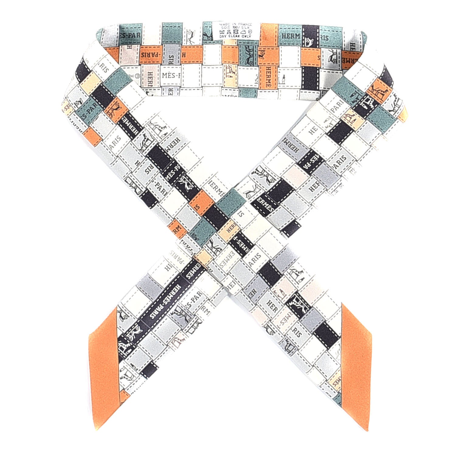 Hermes Silk Bolduc Au Carre Twilly Gris Caramel Blanc 1 of 4