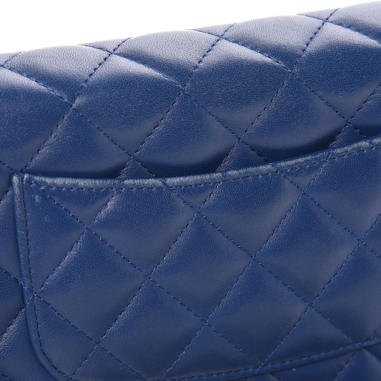 Lambskin Quilted Wallet On Chain WOC Dark Blue