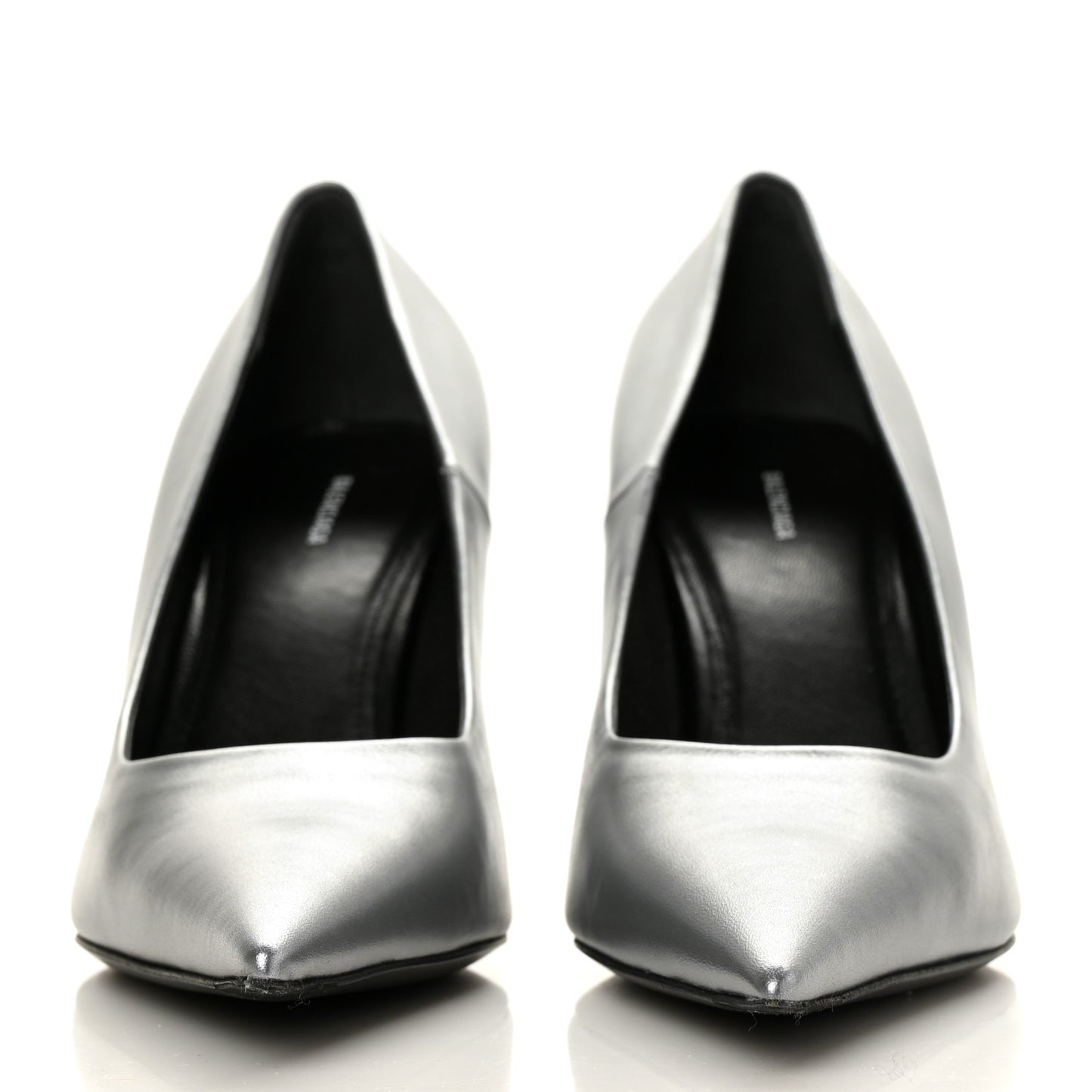 Metallic Nappa Square Knife 80mm Pumps 38.5 Silver
